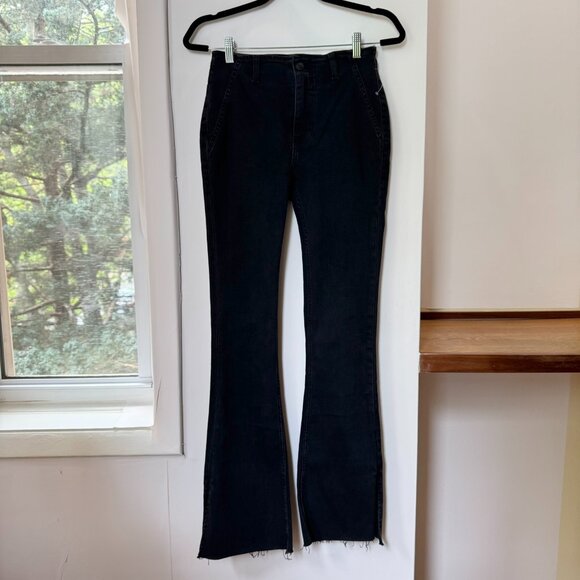NWT Free People Level Up Slit Slim Flare Jeans We The Free Mid Rise Black 27 - Picture 5 of 12